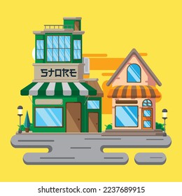 Vector illustration of store with flat design style