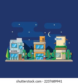 Vector illustration of store with flat design style