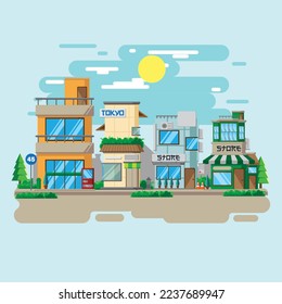 Vector illustration of store with flat design style