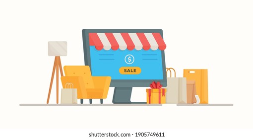 Vector illustration of a store online. 