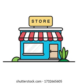 diseño plano de tienda de ilustraciones vectoriales