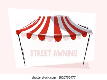 Vector illustration of a store street awning, fabric visor for a store