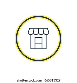 Vector Illustration Of Storefront Outline. Beautiful Infrastructure Element Also Can Be Used As Awning Element.