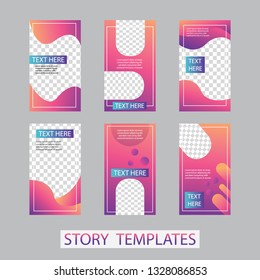 Vector illustration stories template set with liquid abstract modern gradient background for banner sale, presentation, flyer, poster, invitation. modern stories template design.