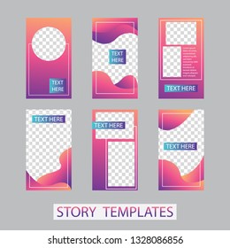 Vector illustration stories template set with liquid abstract modern gradient background for banner sale, presentation, flyer, poster, invitation. modern stories template design.