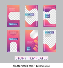 Vector illustration stories template set with liquid abstract modern gradient background for banner sale, presentation, flyer, poster, invitation. modern stories template design.