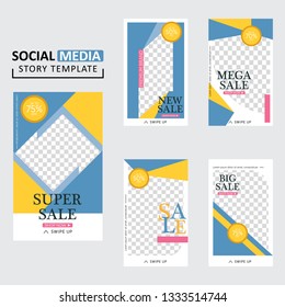 Vector illustration stories template set for social media. modern stories template design.