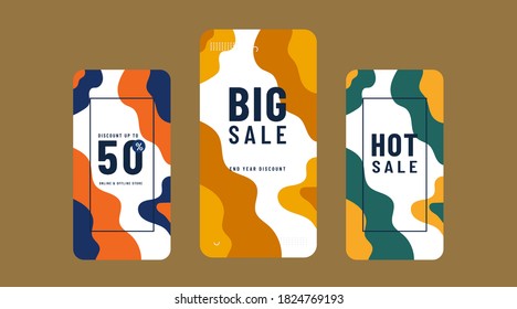Vector Illustration Stories Template Set For Social Media. Modern Stories Template Design.