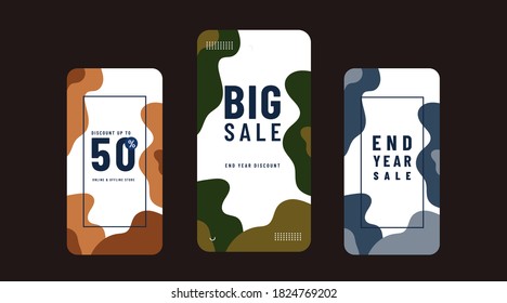 Vector Illustration Stories Template Set For Social Media. Modern Stories Template Design.