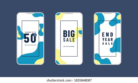 Vector Illustration Stories Template Set For Social Media. Modern Stories Template Design.
