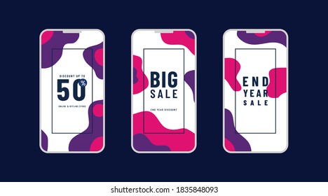 Vector Illustration Stories Template Set For Social Media. Modern Stories Template Design.