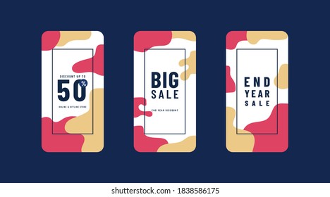Vector Illustration Stories Template Set For Social Media. Modern Stories Template Design.