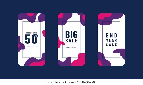 Vector Illustration Stories Template Set For Social Media. Modern Stories Template Design.