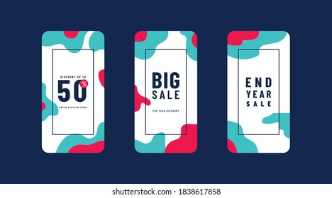 Vector Illustration Stories Template Set For Social Media. Modern Stories Template Design.