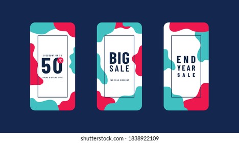 Vector Illustration Stories Template Set For Social Media. Modern Stories Template Design.