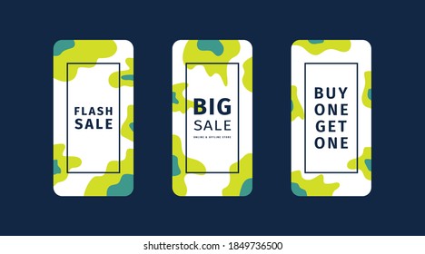 Vector Illustration Stories Template Set For Social Media. Modern Stories Template Design.