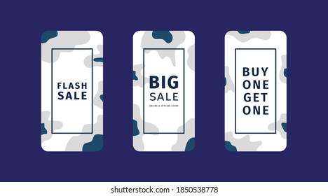 Vector Illustration Stories Template Set For Social Media. Modern Stories Liquid Design Templates.