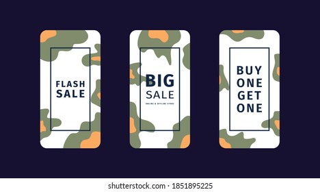Vector Illustration Stories Template Set For Social Media. Modern Stories Template Design.
