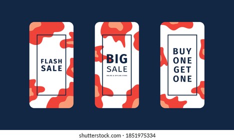 Vector Illustration Stories Template Set For Social Media. Modern Stories Template Design.
