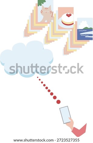 Vector illustration of storing photos in cloud storage