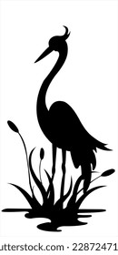 Ilustración vectorial de una cigüeña en versión en blanco y negro