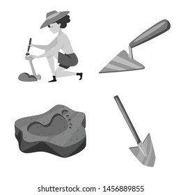 Vector illustration of story and discovery sign. Set of story and items stock vector illustration.