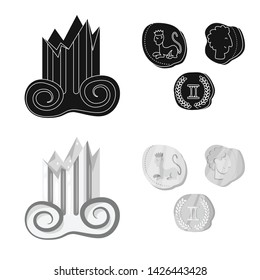Vector illustration of story and items icon. Set of story and attributes stock symbol for web.