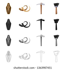 Vector illustration of story and items logo. Set of story and attributes  stock symbol for web.
