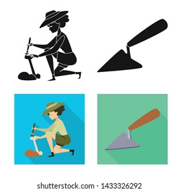 Vector illustration of story and items logo. Collection of story and attributes stock vector illustration.