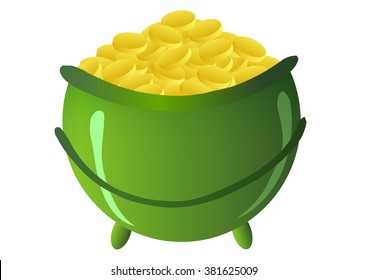 Vector illustration. St.Patrick 's Day. Green Pot of Gold.