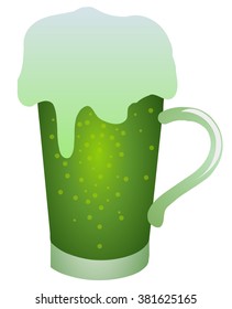 Vector illustration. St.Patrick 's Day. A mug of green beer.