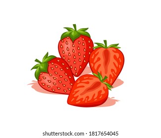 Vector illustration straberry fruit in cartoon flat style