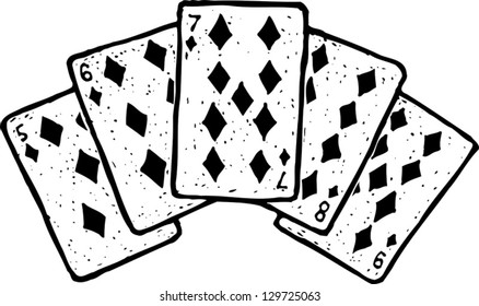 Vector illustration of straight flush poker hand