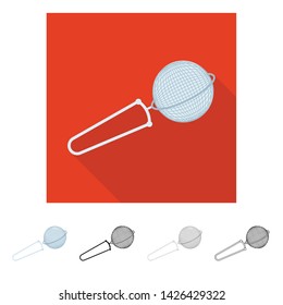 Vector illustration of strainer and tea symbol. Collection of strainer and tool vector icon for stock.