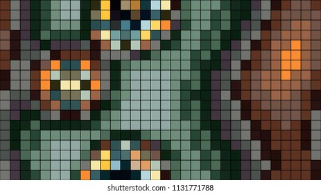 Vector illustration of a strange colorful pattern. Abstract geometrical background. Creative wallpaper in a pixel art style.