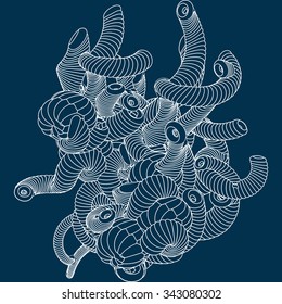 Vector illustration of an strange complex structure consisting of geometric shapes