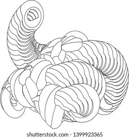 Vector illustration of a strange doodle structure consisting of geometric shapes on a white background. Suitable as a template for a coloring book.