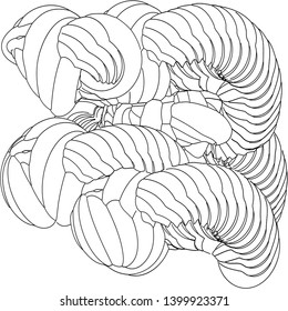 Vector illustration of a strange doodle structure consisting of geometric shapes on a white background. Suitable as a template for a coloring book.
