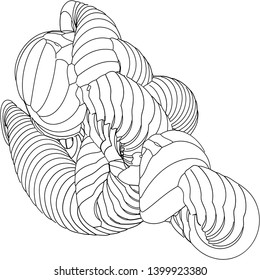 Vector illustration of a strange doodle structure consisting of geometric shapes on a white background. Suitable as a template for a coloring book.