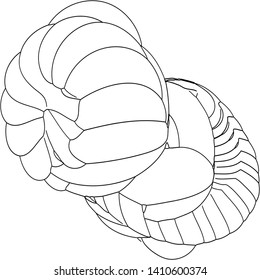 Vector illustration of a strange doodle structure consisting of geometric shapes on a white background. Suitable as a template for a coloring book.
