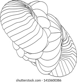 Vector illustration of a strange doodle structure consisting of geometric shapes on a white background. Suitable as a template for a coloring book.