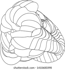 Vector illustration of a strange doodle structure consisting of geometric shapes on a white background. Suitable as a template for a coloring book.