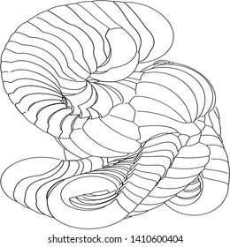 Vector illustration of a strange doodle structure consisting of geometric shapes on a white background. Suitable as a template for a coloring book.