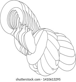 Vector illustration of a strange doodle structure consisting of geometric shapes on a white background. Suitable as a template for a coloring book.