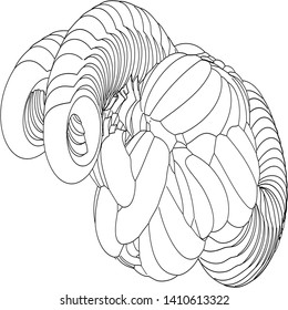 Vector illustration of a strange doodle structure consisting of geometric shapes on a white background. Suitable as a template for a coloring book.