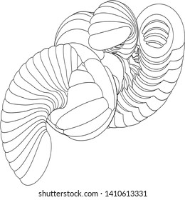 Vector illustration of a strange doodle structure consisting of geometric shapes on a white background. Suitable as a template for a coloring book.