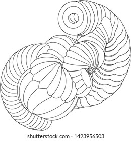Vector illustration of a strange doodle structure consisting of geometric shapes on a white background. Suitable as a template for a coloring book.