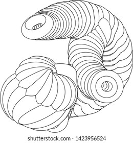 Vector illustration of a strange doodle structure consisting of geometric shapes on a white background. Suitable as a template for a coloring book.