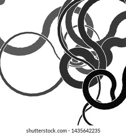 Vector illustration of a strange doodle structure consisting of a randomly intertwined rounded curves on a white background.