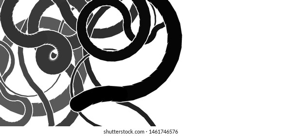 Vector illustration of a strange doodle structure consisting of a randomly intertwined rounded curves on a white background.
